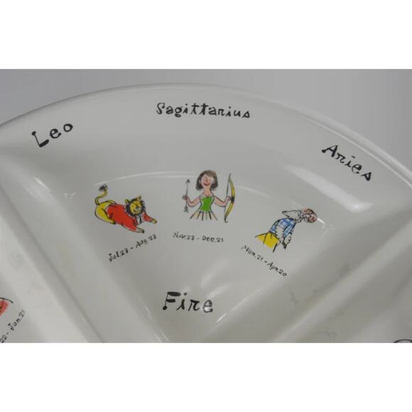 Pottery Barn White Whats Your Sign Horoscope Party Divided Server Dish 15” - Picture 4 of 6
